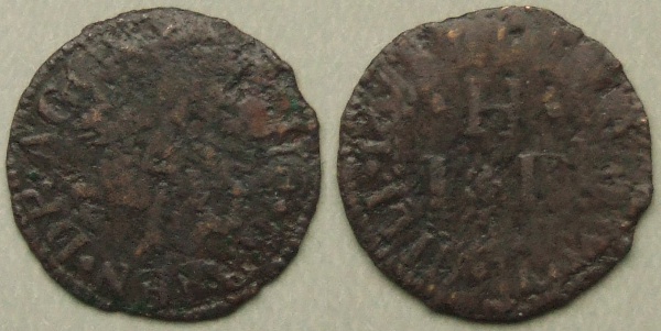 Lambeth Hill, I.H.(E) AT THE GREEN DRAGON 1651 farthing